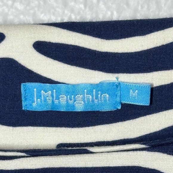 J. McLaughlin Sheath Dress Women's Medium M Navy Cream Zebra Stretch Career - Picture 5 of 8